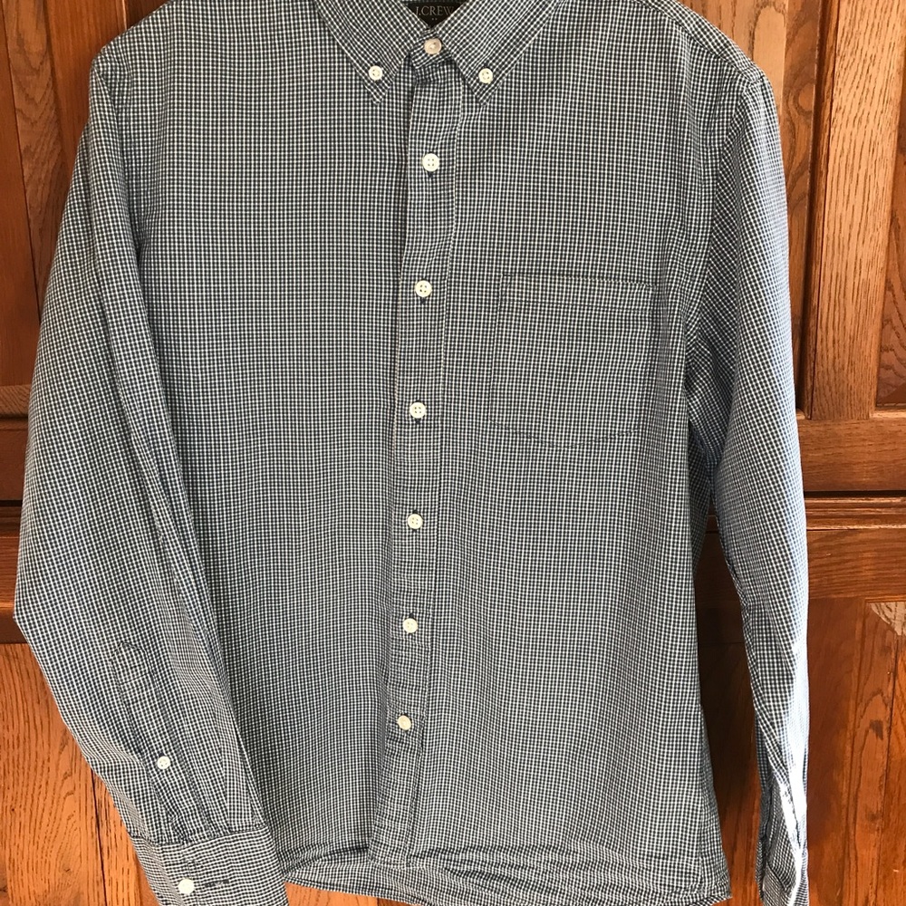 J Crew blue plaid casual dress shirt.